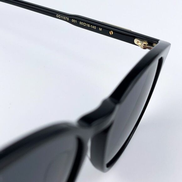 NEW Gucci GG1157S 001 Black Grey Round Unisex Sunglasses - Picture 11 of 15